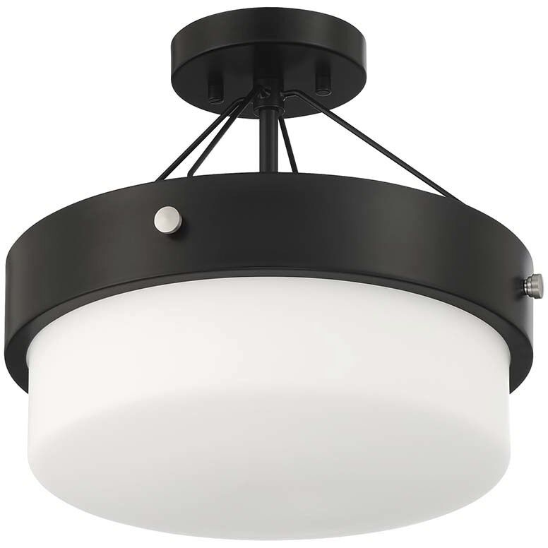 Oak Street 2 Light 13 inch Flat Black Convertible Semi Flush Ceiling Light
